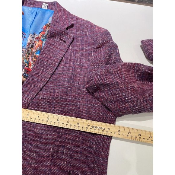 ROBERT GRAHAM Men's 44 Champagne purple Linen Blend Suit sport Coat Tailored Fit - Picture 14 of 16